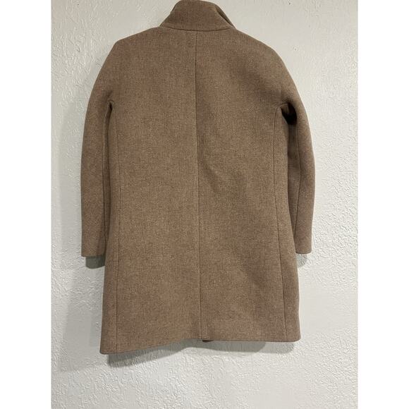 J. Crew Italian Stadium Cloth By Nello Gori Womens Tan Winter Overcoat Size 0P - Picture 7 of 7